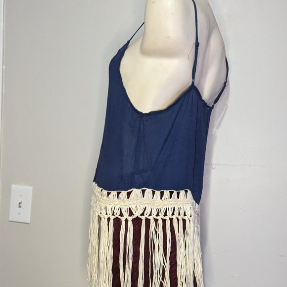 Before You Blue Tassel Top S NWOT - Picture 3 of 4